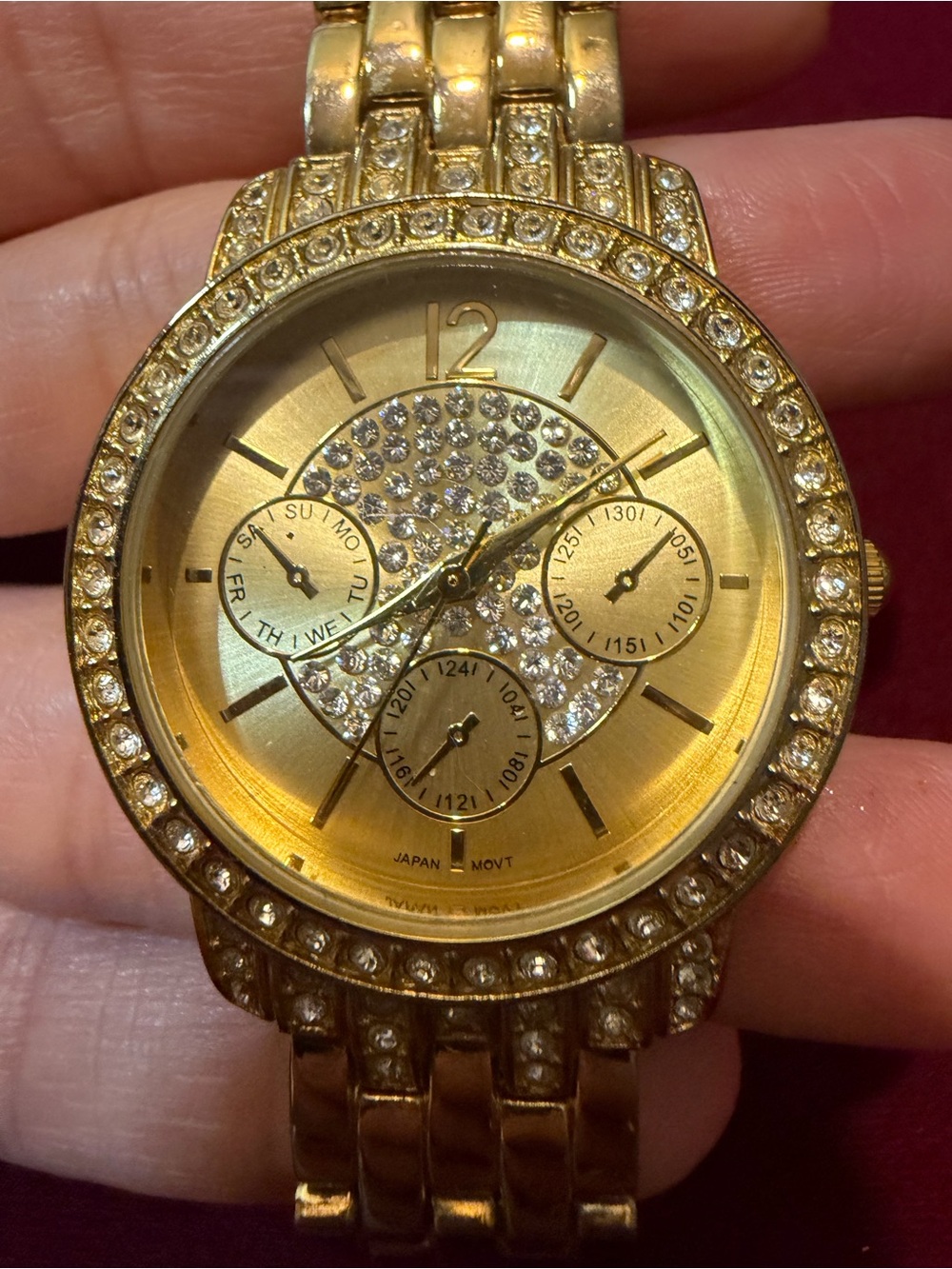 Gold-Tone Women's Crystal Accent Bracelet Watch